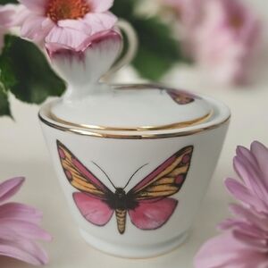 Butterfly Design Porcelain Sugar Bowl From GRACES TEA WEAR